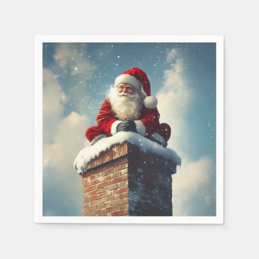Weihnachts-Kaminpause: Ein Winterlächeln Serviette (Vorderseite)