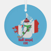 Weihnachts-Kanadischer Flaggenschneemann Ornament Aus Glas (Rückseite)