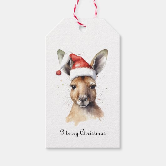 Weihnachts-Kangaroo, anpassbar Geschenkanhänger (Vorderseite)