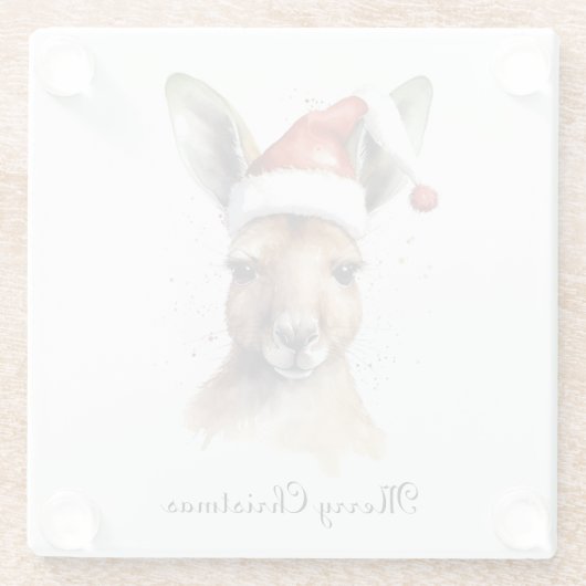 Weihnachts-Kangaroo, anpassbar Glasuntersetzer (Rückseite)