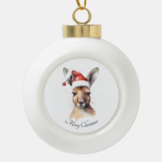 Weihnachts-Kangaroo, anpassbar Keramik Kugel-Ornament (Vorderseite)