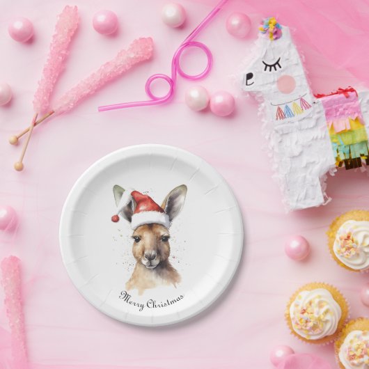 Weihnachts-Kangaroo, anpassbar Pappteller (Party)