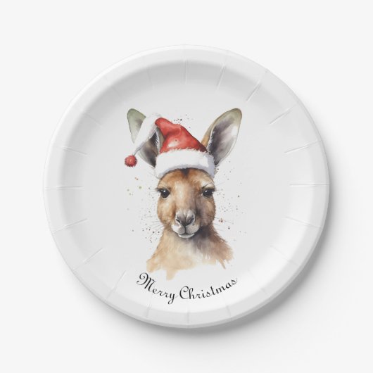 Weihnachts-Kangaroo, anpassbar Pappteller (Vorderseite)