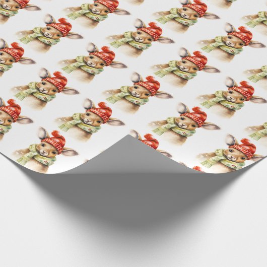 Weihnachts Kangaroo Wrapping Paper Geschenkpapier (Ecke)