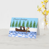 Weihnachts-Kanufahrer Labradors Karte (Gelbe Blume)