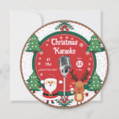 Weihnachts Karaoke Santa Reindeer Vinyl Record Einladung (Vorderseite)