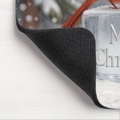 Weihnachts-Kardinal auf Eisblock Mousepad (Ecke)