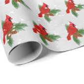 Weihnachts-Kardinal auf Pinien Geschenkpapier (Rolleneckpunkt)