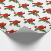 Weihnachts-Kardinal auf Pinien Geschenkpapier (Ecke)