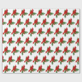 Weihnachts-Kardinal auf Pinien Geschenkpapier (Flach)