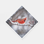 Weihnachts-Kardinal auf Winterzweig Serviette (Ecke)