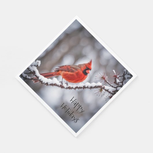 Weihnachts-Kardinal auf Winterzweig Serviette (Ecke)