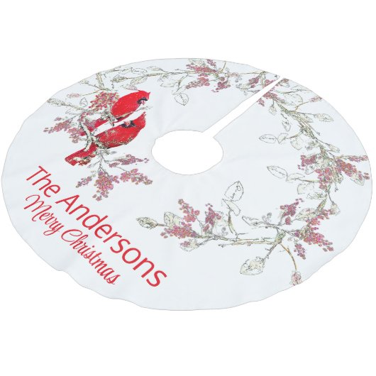 Weihnachts-Kardinal-Baumrock Polyester Weihnachtsbaumdecke (Schrägansicht)