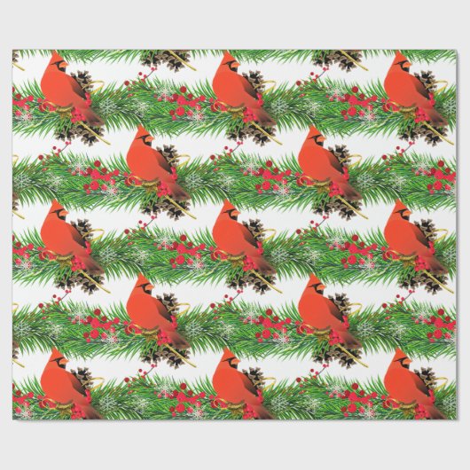 Weihnachts-Kardinal Bird Glossy Geschenkpapier (Flach)