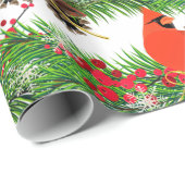 Weihnachts-Kardinal Bird Glossy Geschenkpapier (Rolleneckpunkt)