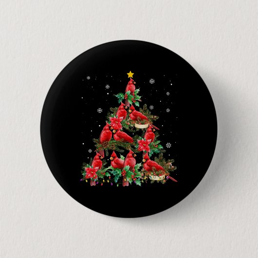 Weihnachts-Kardinal Birds Schneezeit Weihnachten W Button (Vorderseite)