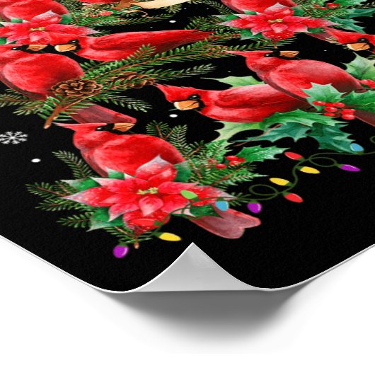 Weihnachts-Kardinal Birds Schneezeit Weihnachten W Poster (Ecke)