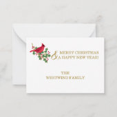 Weihnachts Kardinal Comfort and Joy Flat Note Card Mitteilungskarte (Rückseite)