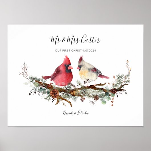 Weihnachts-Kardinal Couple Poster (Vorne)