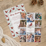 Weihnachts-Kardinal-Familie 10 FotoCollage Feiertagskarte<br><div class="desc">Diese einzigartige Weihnachtskarte aus dem Foto ist ideal, um Ihre Fotos aus dem vergangenen Jahr zu zeigen. Ein niedliches handgemaltes Kicherholz steht auf einem Pinecon in der Mitte dieser Weihnachtskarte, umgeben von 10 Fotos, auf einem schlichten, weißen Hintergrund. Auf der Rückseite ist eine herzliche Botschaft der besten Weihnachtswünsche, die leicht...</div>