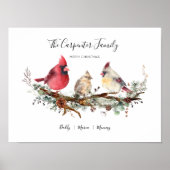 Weihnachts-Kardinal-Familie von drei Poster (Vorne)