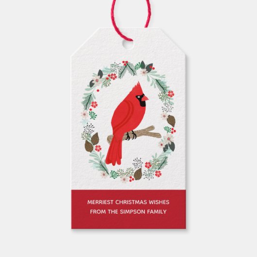 Weihnachts-Kardinal Geschenkanhänger (Vorderseite)