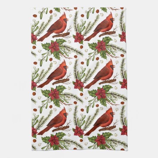 Weihnachts-Kardinal Geschirrtuch (Vertikal)