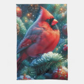 Weihnachts-Kardinal Geschirrtuch (Vertikal)