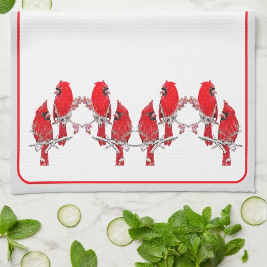 Weihnachts-Kardinal Geschirrtuch (Gefaltet)