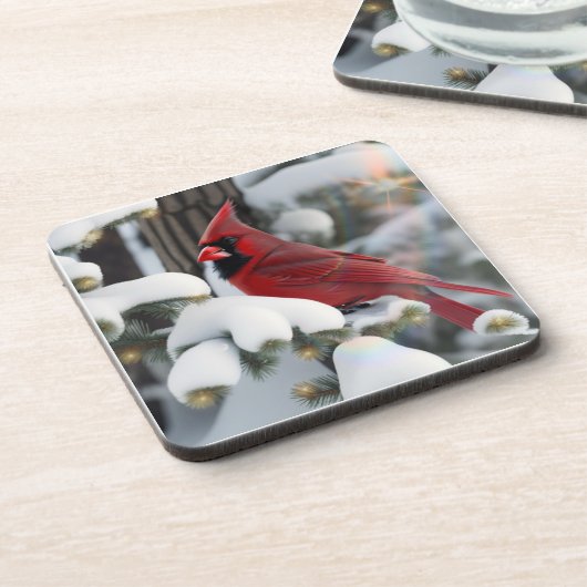 Weihnachts-Kardinal Getränkeuntersetzer (Linke Seite)
