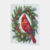 Weihnachts-Kardinal Glasdekoration Ornament Aus Glas (Vorderseite links)