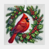 Weihnachts-Kardinal Glasdekoration Ornament Aus Glas (Rückseite)