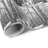 Weihnachts-Kardinal im Winterwald Geschenkpapier (Rolleneckpunkt)