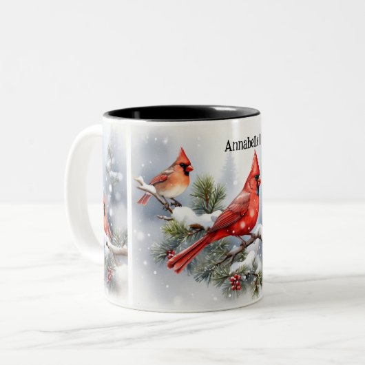 Weihnachts-Kardinal in der Schnee 1 Tasse (Vorderseite Links)