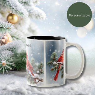 Weihnachts-Kardinal in der Schnee-2-Tasse Zweifarbige Tasse