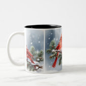 Weihnachts-Kardinal in der Schnee-2-Tasse Zweifarbige Tasse (Links)