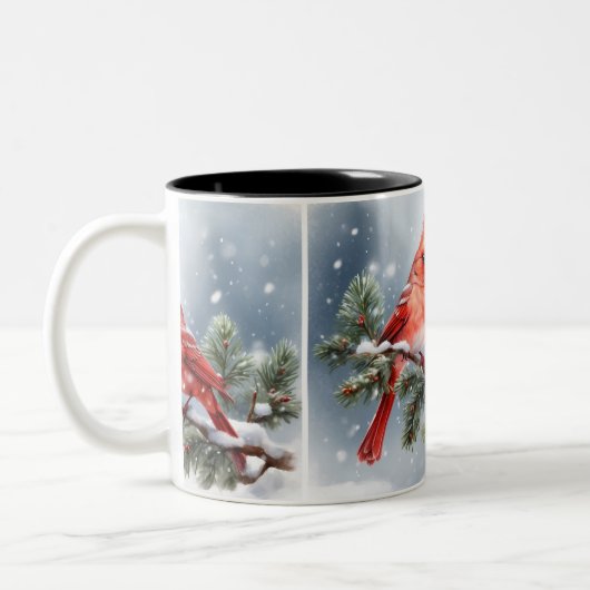 Weihnachts-Kardinal in der Schnee-2-Tasse Zweifarbige Tasse (Links)