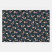 Weihnachts-Kardinal in goldenen Hörnern mit Kiefer Geschenkpapier Set (Vorderseite 3)