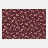 Weihnachts-Kardinal in goldenen Hörnern mit Kiefer Geschenkpapier Set (Vorderseite 2)