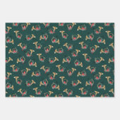 Weihnachts-Kardinal in goldenen Hörnern mit Kiefer Geschenkpapier Set (Vorderseite)