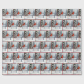 Weihnachts-Kardinal in Schneeflocken auf Eis Geschenkpapier (Flach)