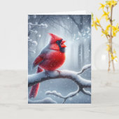 Weihnachts-Kardinal in Schneeflocken Karte (Gelbe Blume)