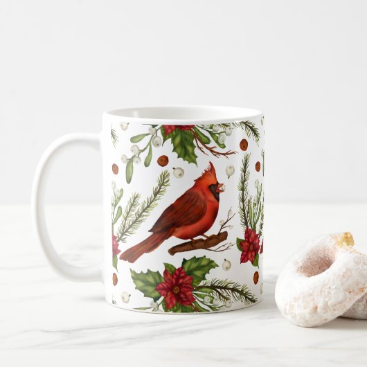 Weihnachts-Kardinal Kaffeetasse (Mit Donut)