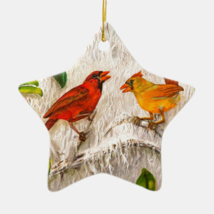 Weihnachts-Kardinal Keramik Ornament