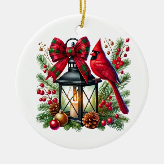 Weihnachts-Kardinal Keramik Ornament (Vorne)