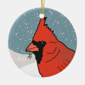 Weihnachts-Kardinal Keramik Ornament (Vorne)