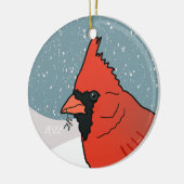 Weihnachts-Kardinal Keramik Ornament (Links)