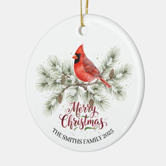 Weihnachts-Kardinal Keramik Ornament (Links)