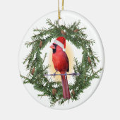 Weihnachts-Kardinal Keramikornament (Links)