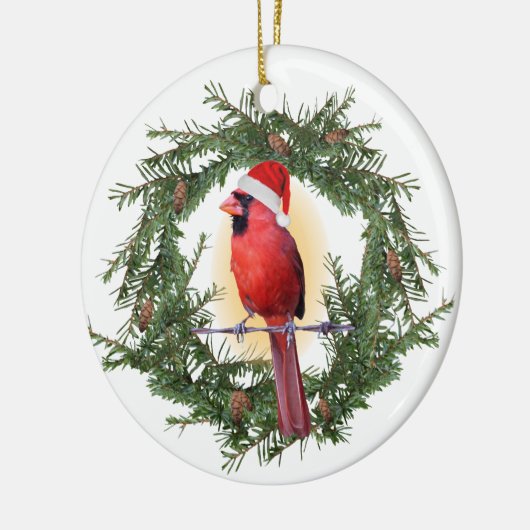 Weihnachts-Kardinal Keramikornament (Links)